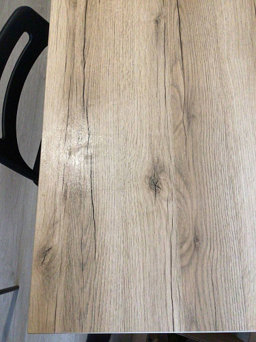 Стеклянный стол Фостер 120(160)х120х76 серый мрамор / черный фото покупателя 2