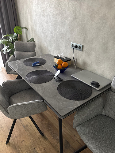 Керамический стол Норман 140(200)х80 серый мрамор larka grey / черный фото покупателя 50