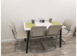 Деревянный стол Барон О 180 х 90 белая пленка шагрень / черный фото покупателя 84