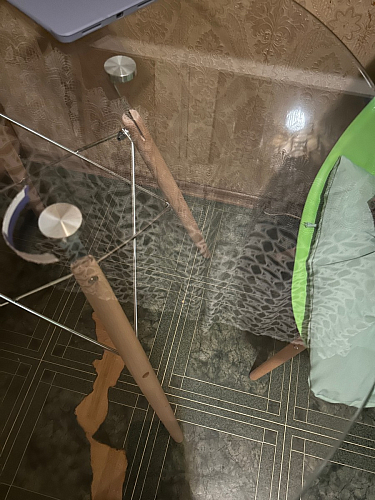 Стеклянный стол PT-151 80х80х76 clear glass / wood фото покупателя 5