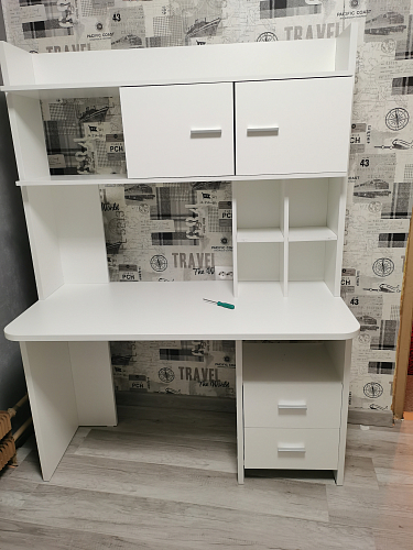 Письменный стол Беланта-Прям120Р+НКЛХ-120 БЕ белый фото покупателя 2