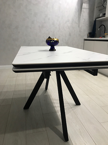 Керамический стол Вилли 140(200)х80 белый мрамор snow white / черный фото покупателя 19