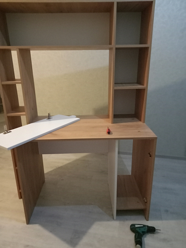 Письменный стол Комфорт 12.71 дуб золотой craft / белая аляска  - Уцененный экземпляр фото покупателя 130