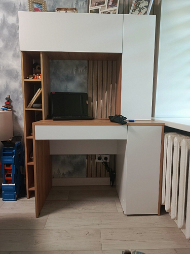 Письменный стол Комфорт 12.71 дуб золотой craft / белая аляска  - Уцененный экземпляр фото покупателя 67