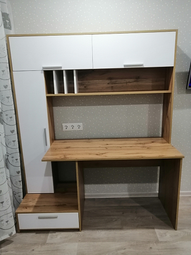 Письменный стол Лайт 03.243 дуб золотой (craft) / белый премиум фото покупателя 7