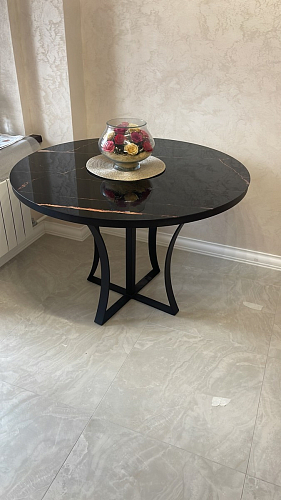 Стеклянный стол Нейтон белый мрамор / золото / белый фото покупателя 5