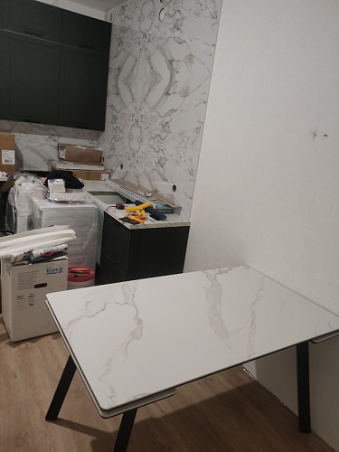 Керамический стол Норман 140(200)х80 серый мрамор larka grey / черный фото покупателя 14