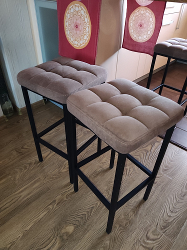 Барный стул Лофт кожзам темно-серый / черный матовый фото покупателя 215