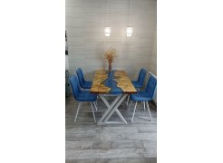 Стул на металлокаркасе Чилли синяя ткань / белый фото покупателя 21