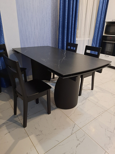 Керамический стол Готланд 160(220)х90х79 белый мрамор / черный фото покупателя 11