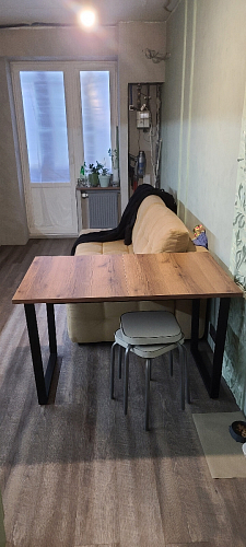 Стол Лота Лофт 140 25 мм черный матовый / дуб вотан фото покупателя 351