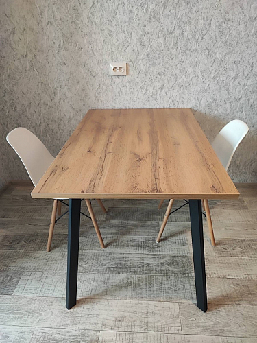 Стол Тринити Лофт 120 32 мм дуб галифакс табако / черный матовый фото покупателя 38