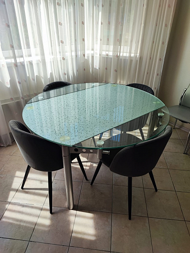 Стул на металлокаркасе Gabi 1 light blue / black / gold фото покупателя 216