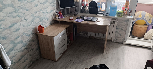 Компьютерный стол КСТ-109П правый дуб сонома / белый фото покупателя 30