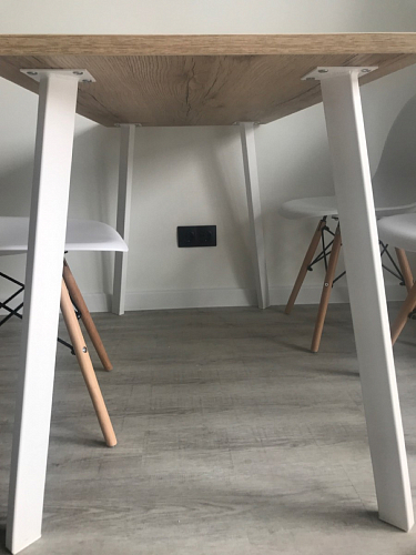 Стеклянный стол Фостер 120(160)х120х76 серый мрамор / черный фото покупателя 29