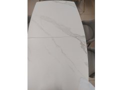 Стеклянный стол Вейл 140(180)х80 кристл статуарио / черный из шоурума 2