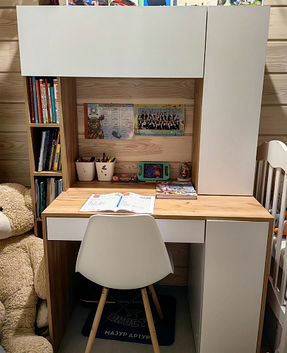 Письменный стол Комфорт 12.71 дуб золотой craft / белая аляска фото покупателя 78