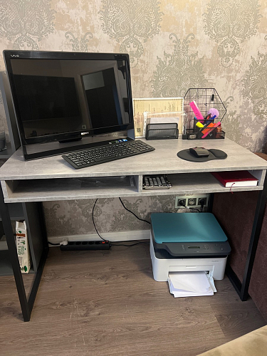 Письменный стол Леон Лофт дуб делано светлый / белый матовый фото покупателя 75