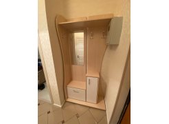 Готовая прихожая Мебелеф – 27 дуб молочный / фиолетовый глянец вешалка справа фото покупателя 1