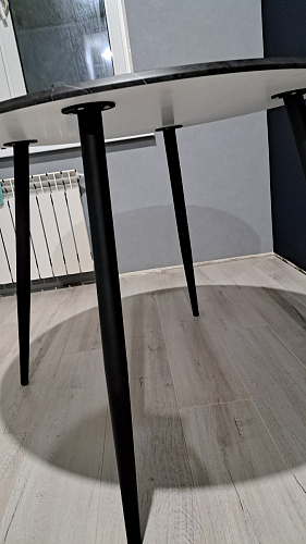 Стеклянный стол Абилин 100(140)х100х76 мрамор черный / черный матовый фото покупателя 38