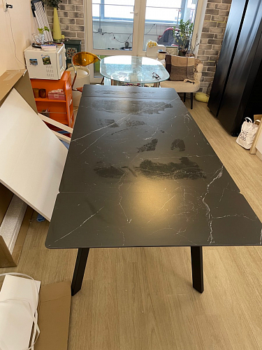 Керамический стол Норман 140(200)х80 серый мрамор larka grey / черный фото покупателя 32