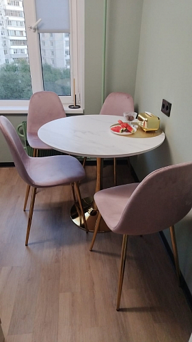 Стол Тулип 80х73 мрамор черный / белый фото покупателя 91