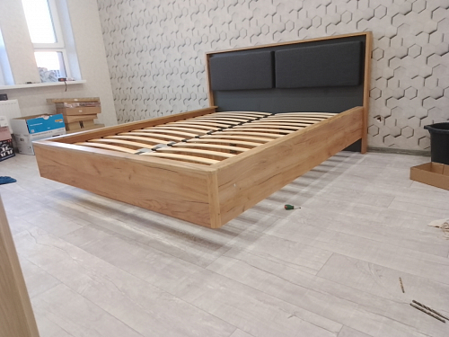 Двуспальная кровать Клауд 160х200 парящая дуб крафт золотой / антрацит фото покупателя 206