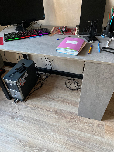 Письменный стол Битти Лофт 116х60х75 дуб вотан / черный матовый фото покупателя 18