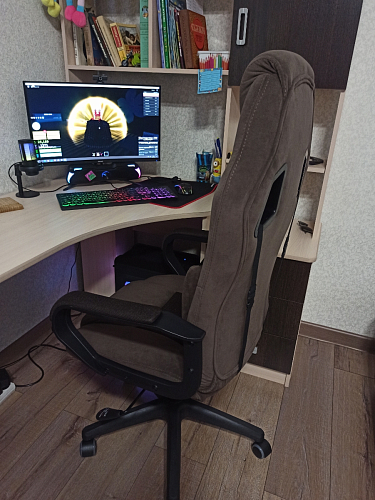 Компьютерное кресло Driver/Драйвер кожзам черный / ткань синий фото покупателя 46