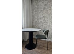 Стеклянный стол Кэмерон 110х110х75 серый / черный фото покупателя 5