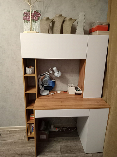 Письменный стол Комфорт 12.71 дуб золотой craft / белая аляска  - Уцененный экземпляр фото покупателя 166