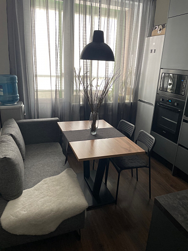 Стол на тумбе Мичиган Лофт 110х70 25 мм дуб вотан / черный матовый фото покупателя 8