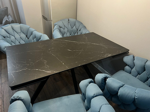 Керамический стол Вилли 140(200)х80 белый мрамор snow white / черный фото покупателя 1