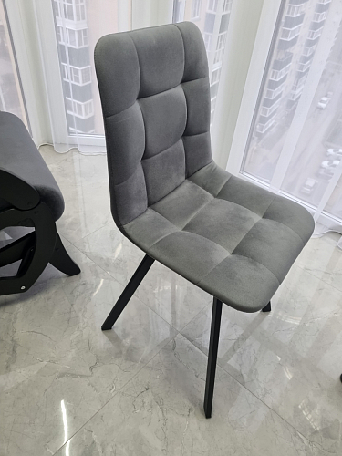Стул на металлокаркасе Чилли К светло-серый велюр / черный каркас фото покупателя 893