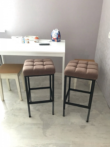 Барный стул Лофт кожзам темно-серый / черный матовый фото покупателя 53