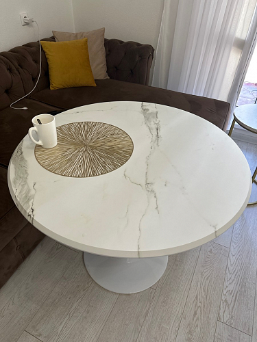 Стол Тулип 80х73 мрамор черный / белый фото покупателя 100