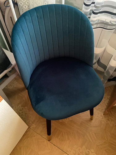 Стул на металлокаркасе Gabi 1 light blue / black / gold фото покупателя 207