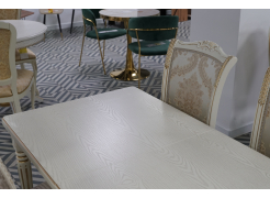 Деревянный стол Леджер слоновая кость / патина золото из шоурума 2