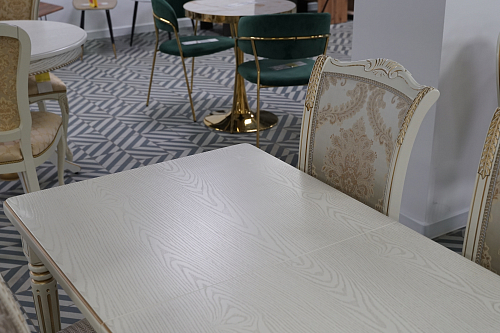 Деревянный стол Леджер слоновая кость / патина золото из шоурума 2