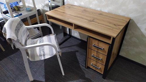 Письменный стол Леон Лофт дуб делано светлый / белый матовый фото покупателя 3