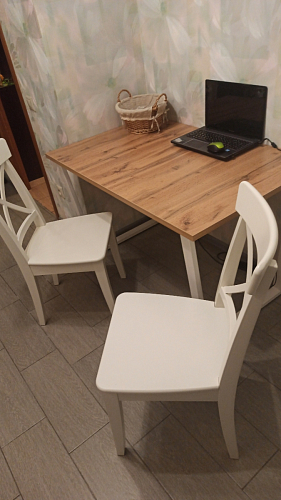 Деревянный стол Лота Лофт 120х75 белый матовый / дуб крафт золотой фото покупателя 318