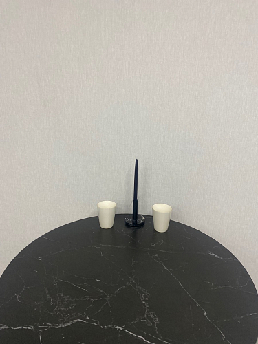 Стеклянный стол Абилин 100(140)х100х76 мрамор черный / черный матовый фото покупателя 47