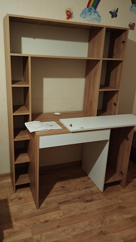 Письменный стол Комфорт 12.71 дуб золотой craft / белая аляска  - Уцененный экземпляр фото покупателя 112