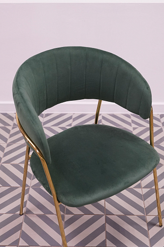 Стул на металлокаркасе Kamelia зеленый / золото из шоурума 2
