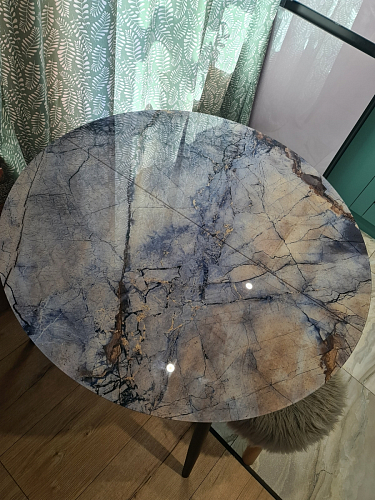 Стеклянный стол Кловис кианит / белый фото покупателя 1