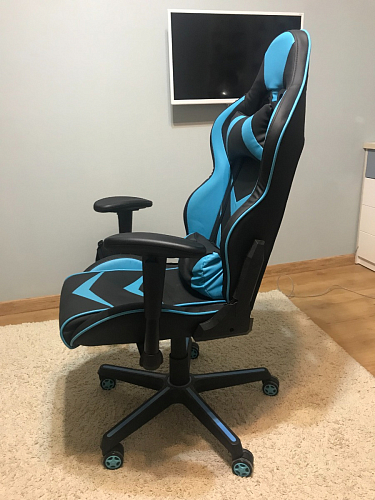 Компьютерное кресло Racer черное / голубое фото покупателя 33