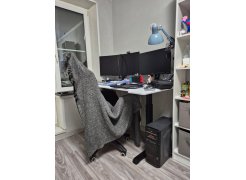 Компьютерный стол Маркос 140х80 голубой / черный фото покупателя 39