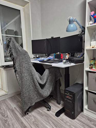 Компьютерный стол Маркос с механизмом подъема 120х75х75 черный / кантри орех фото покупателя 39