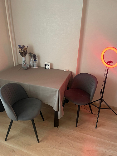 Стул на металлокаркасе Gabi 1 light blue / black / gold фото покупателя 360