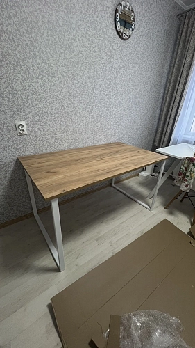 Деревянный стол Лиман 140 x 80 бетон светлый / белый матовый фото покупателя 1